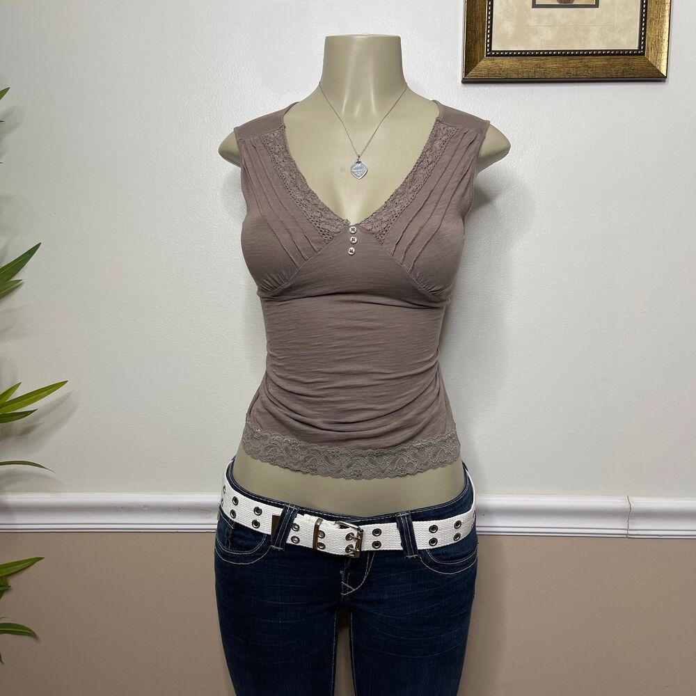 Giordano Ltd. Est. 1981 Y2K Vintage Lace Trim Cami Tank Top - Picture 7 of 8